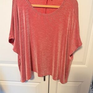 Zenana Outfitters Red and White Striped Short Sleeve Top